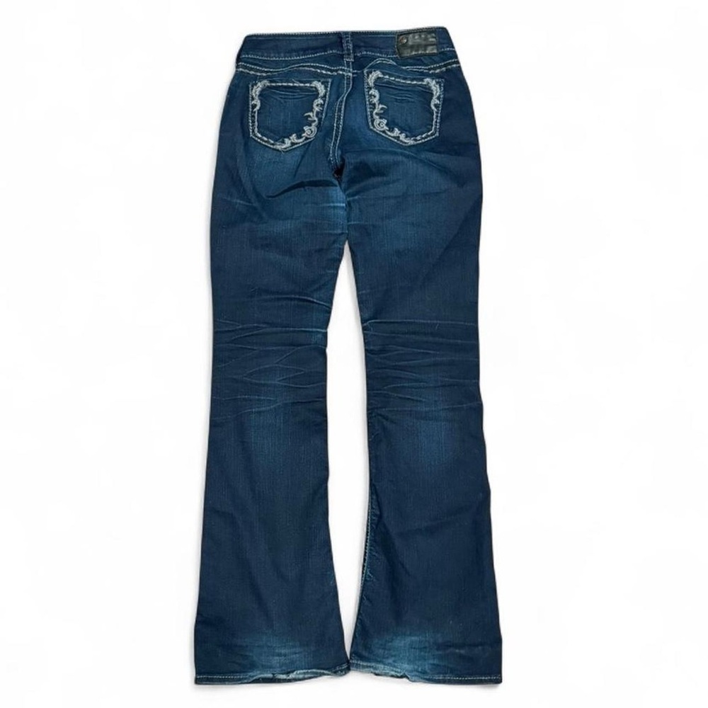 Y2K Silver Suki Embroidered Low Rise Slim Bootcut Flared Jeans
